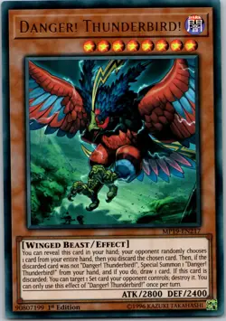 Yugioh Danger! Thunderbird! MP19-EN217 1st Edition Ultra Rare NM - Image 1