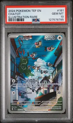 PSA 10 CHATOT #181 ILLUSTRATION RARE 2024 POKEMON TEF-EN TEMPORAL FORCES - Image 1