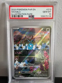 💎 PSA 10 GEM MINT 2023 POKEMON PAR EN-PARADOX RIFT 213 SWABLU ILLUSTRATION RARE - Image 1