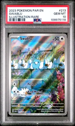 💎 PSA 10 GEM MINT 2023 POKEMON PAR EN-PARADOX RIFT 213 SWABLU ILLUSTRATION RARE - Image 2