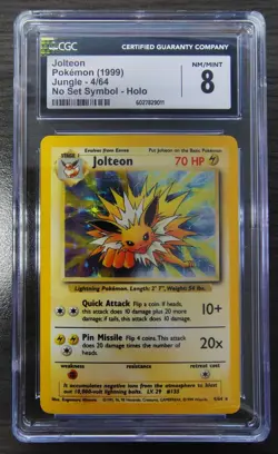 Pokemon TCG - ***NO SET SYMBOL ERROR*** - Holo Jungle Jolteon 4/64 - CGC 8 - Image 1