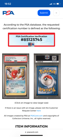2003 Pokemon Ex Magikarp reverse foil PSA 9 Mint - Image 5