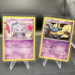 Espurr RC14/RC32 & Meowstic RC25/RC32 - Pokemon Radiant Collection Lot - LP - Image 1