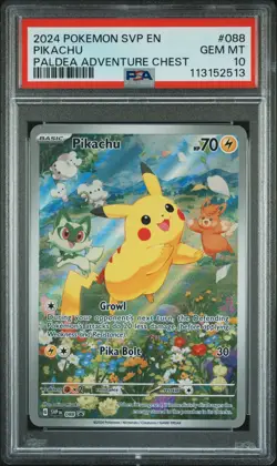 2024 POKEMON SVP EN-SV BLACK STAR PROMO PALDEA ADVENTURE CHEST PIKACHU PSA 10 - Image 1