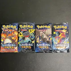 4x Pokemon TCG: Shining Fates Booster Pack Lot ART SET Factory Sealed - Image 1