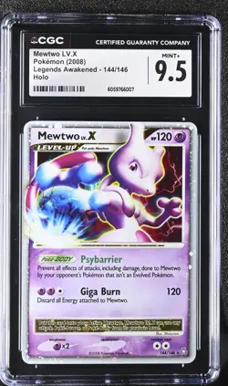 CGC 9.5 Mewtwo Lv.X 144/146 Legends Awakened Pokemon Card 2008 - Image 1