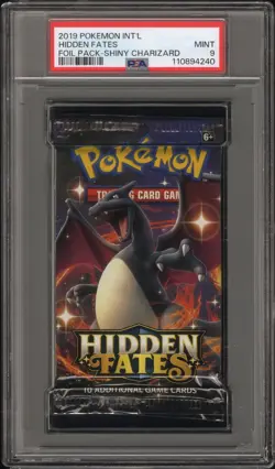 2019 Pokemon INT'L Hidden Fates Foil Booster Pack Charizard Art PSA 9 Mint - Image 1