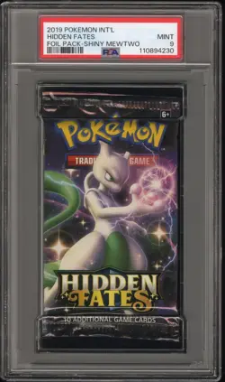 2019 Pokemon INT'L Hidden Fates Foil Booster Pack Mewtwo Art PSA 9 Mint - Image 1