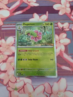Meganium Prerelease Stamped Mega Evolution NM 001 Pokemon Card - Image 1
