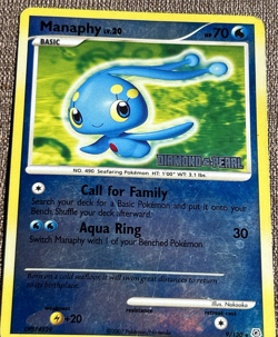 Manaphy 9/130 Diamond & Pearl Reverse Holo Stamped Pokemon Card Damaged HP - Image 1