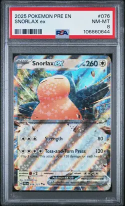 Snorlax ex 76/131 Sv: Prismatic Evolutions Holo PSA 8 NM - MT Pokemon Card - Image 1