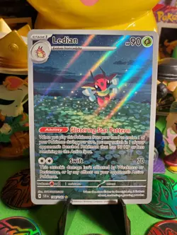 Pokemon TCG Ledian 144/142 NM/M Stellar Crown Holo Card Full Art Illustration - Image 1