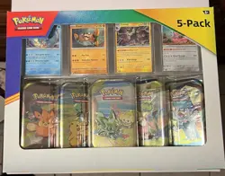 Pokemon TCG Scarlet & Violet Paldea Friends 5 Mini Tins Set + 4 Promo Cards Box - Image 1