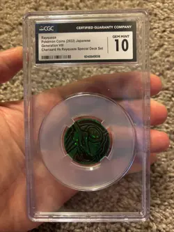 Pokemon TCG Green Rayquaza Collector's Coin (2022) Japanese Generation Vlll - Image 1
