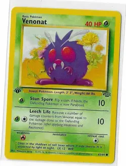 Venonat 63/64 1st Edition MP Common Jungle Set Pokemon 1999 Card - Image 1