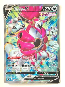 Hoopa V 253/264 Ultra Rare Full Art Fusion Strike Pokemon Missing Ink Near Mint - Image 1
