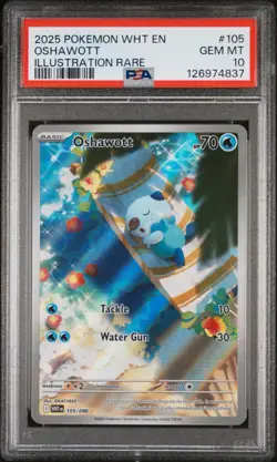 Oshawott 105/086 Illustration Rare IR Pokemon White Flare PSA10 - Image 2