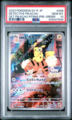 2023 POKEMON JAPANESE SV-P PROMO #098 DETECTIVE PIKACHU PSA 10 - Image 1