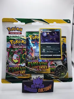 Pokemon Sword & Shield Evolving Skies 3 Pack Blister Umbreon Holo Sealed - Image 1