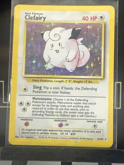 Clefairy Base Set 5/102 Holo Unlimited Holo Rare Pokemon TCG WOTC - HP - Image 2