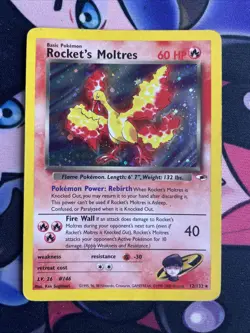 ROCKET'S MOLTRES Gym Heroes POKEMON Holo Foil Trading Card 12/132 TCG WOTC MP - Image 1