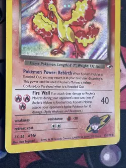 ROCKET'S MOLTRES Gym Heroes POKEMON Holo Foil Trading Card 12/132 TCG WOTC MP - Image 5