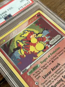Magmar 21/92 EX Legend Maker Rev. Stamped Pokemon Card 2006. PSA MINT 9, POP 54 - Image 3