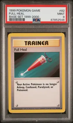PSA 9 Full Heal 82/102 Base Set Pokemon Card 1999-2000 4th Print POP 21 - Image 1