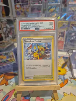 Champions Festival 2022 Pokemon SWSH296 Card PSA 9 MINT World Championships - Image 1