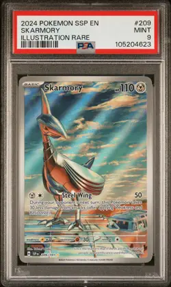 2024 POKEMON SSP EN-SURGING SPARKS ILLUSTRATION RARE #209 SKARMORY PSA 9 - Image 1