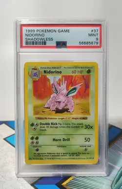 ✅1999 Pokemon Nidorino 37/102 Base Set Shadowless - PSA 9 Mint - WOTC✅ - Image 2