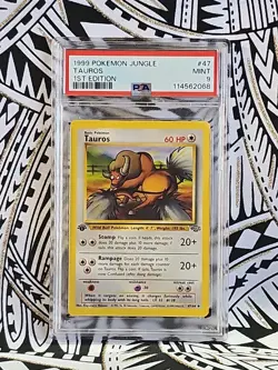 1999 Pokemon - 1st Edition Tauros Non-Holo Jungle 47/64 PSA 9 MINT WOTC (68) - Image 1