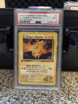 Pokemon TCG Lt. Surge's Pikachu 84/132 Gym Challenge PSA 9 - Image 1