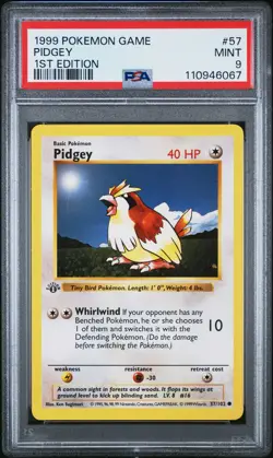 1999 POKEMON BASE SET 1ST EDITION #57 PIDGEY PSA 9 - Image 1