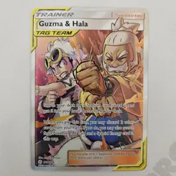 Guzma & Hala 229/236 Cosmic Eclipse Full Art Trainer Tag Team Pokemon Holo NM - Image 1
