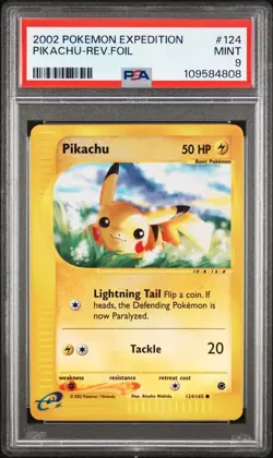 Pokemon Pikachu Expedition Reverse Holo #124 PSA 9 Mint - Image 1