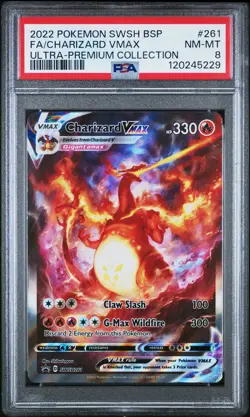 2022 POKEMON SWSH BLACK STAR PROMO #261 FULL ART/CHARIZARD VMAX PSA 8 - Image 1