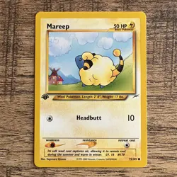 Pokemon TCG Mareep 1st Edition Neo Destiny Vintage Common Card NM 75/105 - Image 1