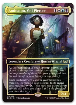 Aminatou, Veil Piercer (Borderless) #1 (Foil) (NM) Duskmourn DSC Magic MTG - Image 1