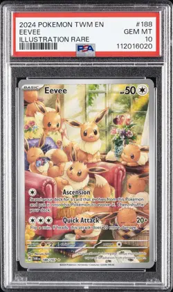 2024 POKEMON TWM EN-TWILIGHT MASQUERADE ILLUSTRATION RARE #188 EEVEE PSA 10 - Image 1