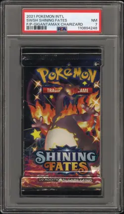 2021 Pokemon INT'L Shining Fates Foil Booster Pack Charizard Art PSA 7 Near Mint - Image 1