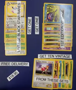 1st Edition -AND Rares -Old Pokemon Cards - 100% Vintage Pack - ONLY WOTC - Image 1