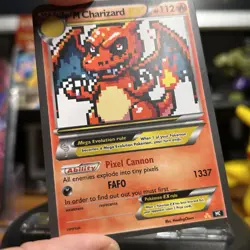 Mending Clown Fan Art Card Pixel Series - M Charizard EX - Image 3