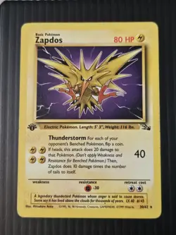 Zapdos 30/62 1ST EDITION non-holo Fossil WOTC Pokemon Card - Image 1