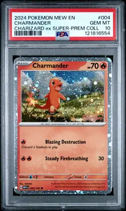 2024 POKEMON MEW EN-151 CHARIZARD EX SUPER-PREM COLL #004 CHARMANDER PSA 10 - Image 1