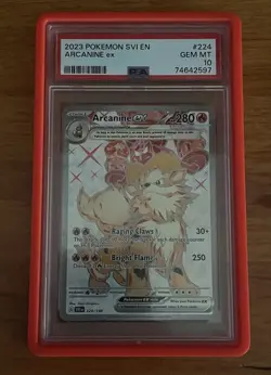 Arcanine ex 224/198 Scarlet & Violet Base Ultra Rare Pokemon PSA 10 (with guard) - Image 1