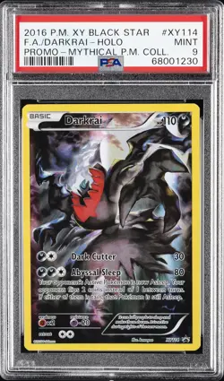 2016 POKEMON XY BLACK STAR PROMO MYTHICAL POKEMON COLL FULL ART/DARKRAI PSA 9 - Image 1