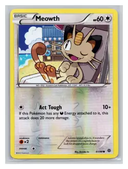 Pokemon TCG Meowth 61/98 XY - Ancient Origins Reverse Holo LP - Image 1