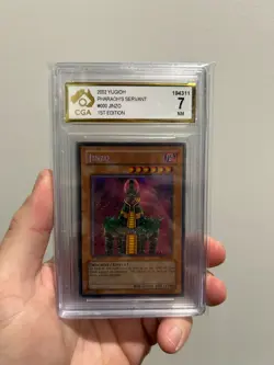 2002 Yugioh 1st Edition Jinzo PSV-000 CGA 7 Near Mint - Image 1