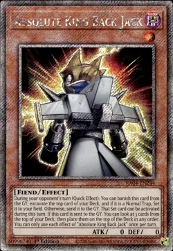 Absolute King Back Jack - Platinum Secret Rare 1st Ed. RA04-EN244 - NM - YuGiOh - Image 1